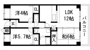 パセオ清荒神1番館【3階】の間取り