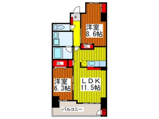 パスラル新都心【5階】の間取り