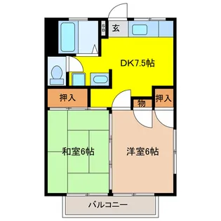 小野ハイツ5号棟【2階】の間取り