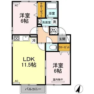 オーシャン ソレイユ D棟【2階】の間取り