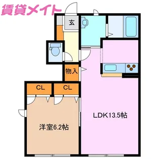 ヒュドールヒューレー H【1階】の間取り
