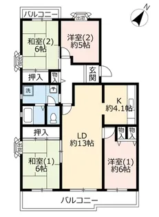 UR平城左京【4階】の間取り