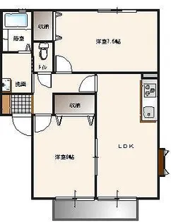 カーサピアチェーレB棟【1階】の間取り