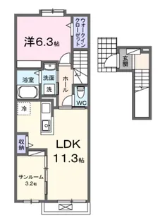 サンセールII A【2階】の間取り