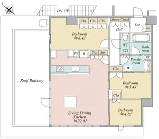 プレミスト赤坂檜町公園【4階】の間取り