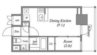 QUALITAS日本橋浜町【9階】の間取り