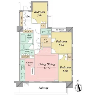 パークホームズ新松戸駅前【3階】の間取り