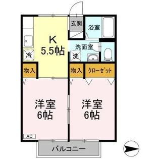 アンシャンテ川之江 A棟【2階】の間取り