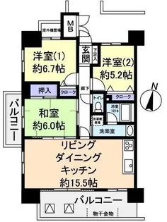 アスレ東原II番館【9階】の間取り