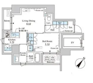 セレサ日本橋堀留町【8階】の間取り