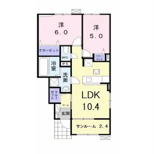 ミリューヴィラージュドゥ【1階】の間取り