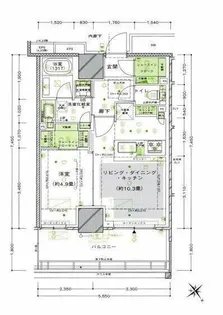 ドレッセタワー武蔵小杉【13階】の間取り