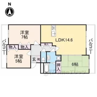 ヒルクレストあやめ池【2階】の間取り
