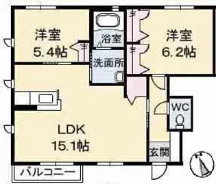 カーサ・フィオーレ【1階】の間取り