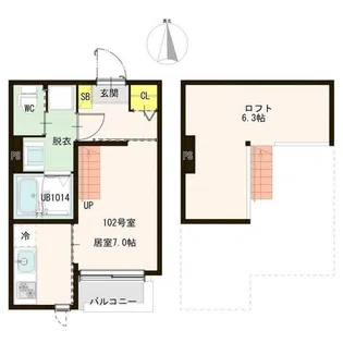 GOLAI薬師堂【2階】の間取り