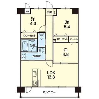 グリーンカーサ菊陽【3階】の間取り
