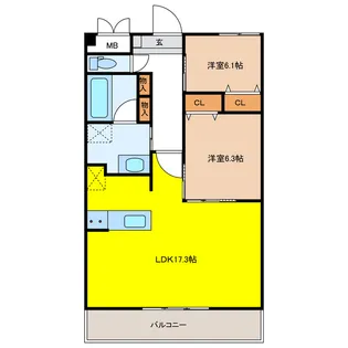 岐阜県羽島市福寿町本郷2【マンション】の間取り