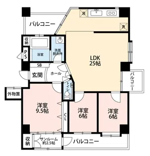 ツインガーデン二の宮【5階】の間取り