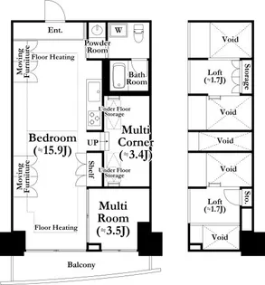 東京都新宿区河田町【マンション】の間取り