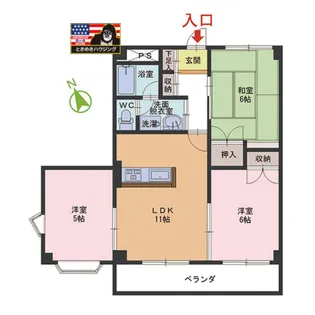 パセオ三郎丸【3階】の間取り