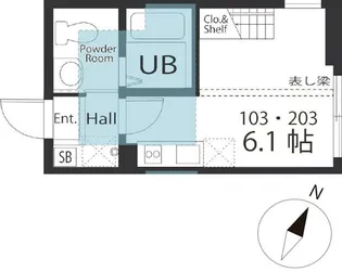 ハーミットクラブハウス京急弘明寺IIIA号棟【2階】の間取り