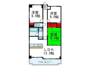 和マンション【3階】の間取り