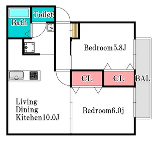 クリスタルハイツ平福【2階】の間取り