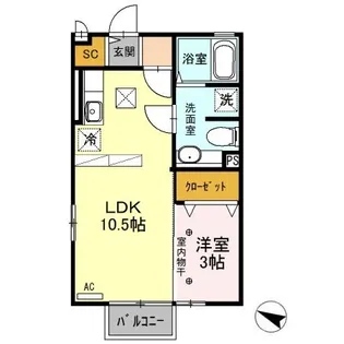 ミリュー・ヴィラージュ【1階】の間取り