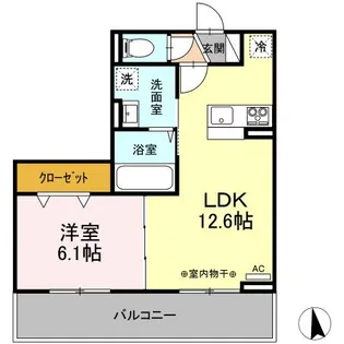 D ROOM姉体III B【2階】の間取り