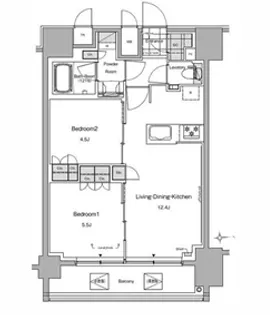 ルフォンプログレ田原町【15階】の間取り