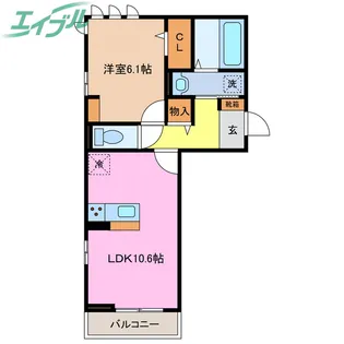グランドネーフル東日野III【3階】の間取り