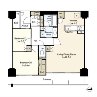 パークタワーあすと長町【18階】の間取り