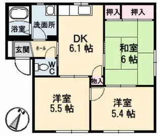 タウンヒルズDOI A棟【2階】の間取り