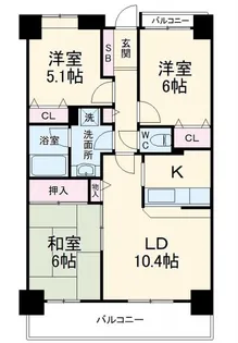 ダイアパレス千葉桜木【5階】の間取り