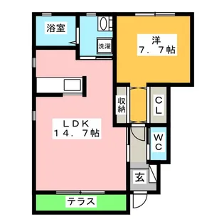 メゾンドゥブラウニー B【1階】の間取り