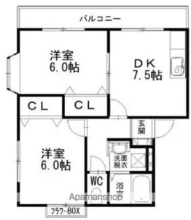 フラワーハイツ【1階】の間取り