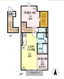 クレール C棟【2階】の間取り