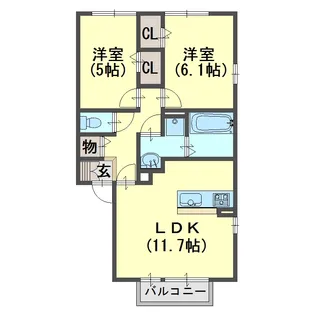 ルミエールF【1階】の間取り