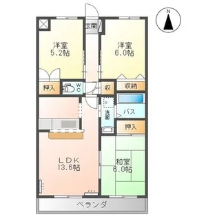 福島県郡山市日和田町字原【マンション】の間取り