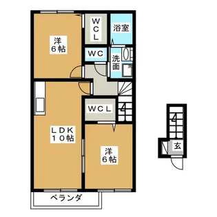 カーサ ベルデC【2階】の間取り
