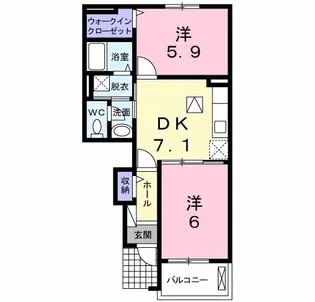 ウエストシー【1階】の間取り