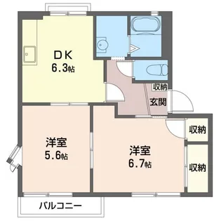 ハイツタカヤシキ C棟【2階】の間取り