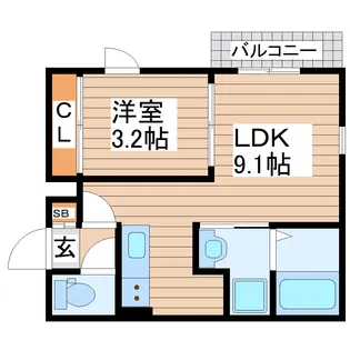 仮称)二軒茶屋アパート【1階】の間取り