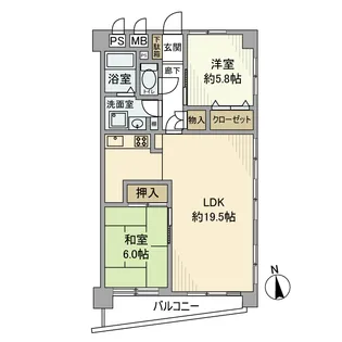 ライオンズマンション久米川【6階】の間取り