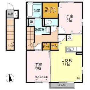 ドルチェ B【2階】の間取り