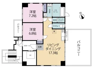 ベアーズステイオーシャンビューライカム【5階】の間取り