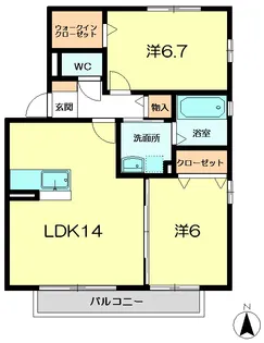 リビングタウン祝園C棟【1階】の間取り