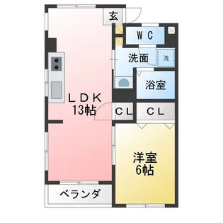 ハイツヤマフク【4階】の間取り