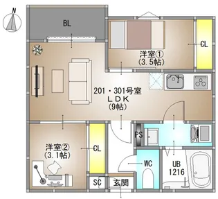 仮称)REGALEST 北方4【3階】の間取り