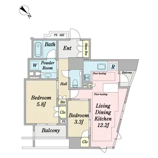 プラウド山王二丁目【3階】の間取り